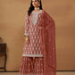 Anaita Brown Embroidered Faux Georgette Salwar Suit
