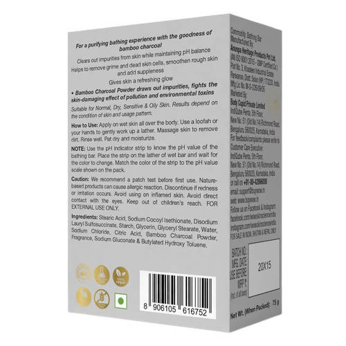 Wow Skin Science Activated Bamboo Charcoal Bathing Bar - Swadesiicart