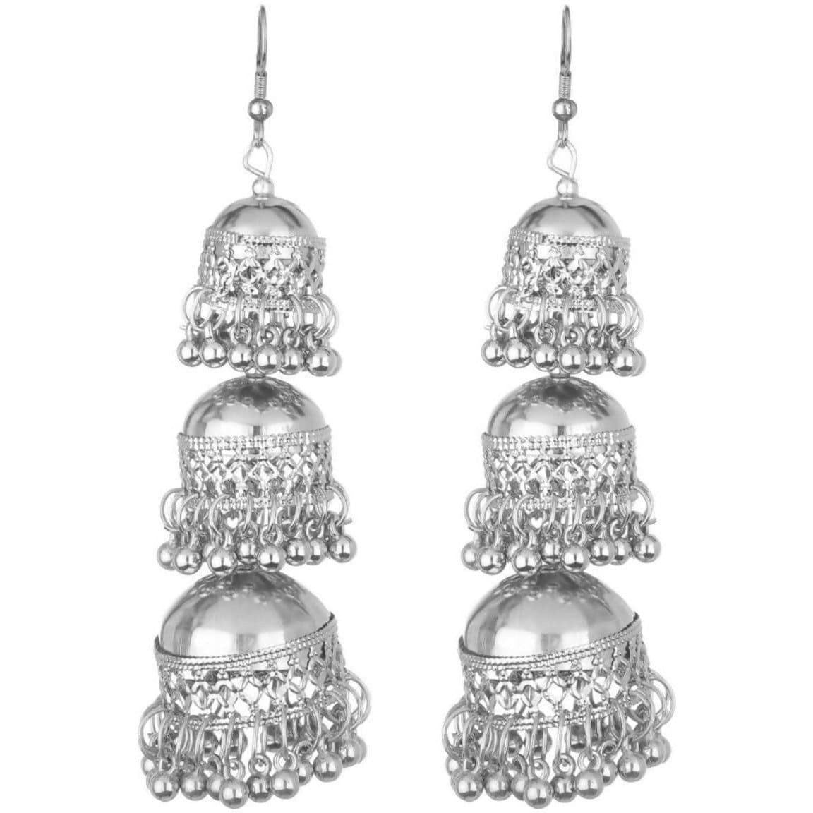 MS Fashion India Afghani Kashmiri Tribal Oxidized Dangle Long Earrings | Swadesiicart