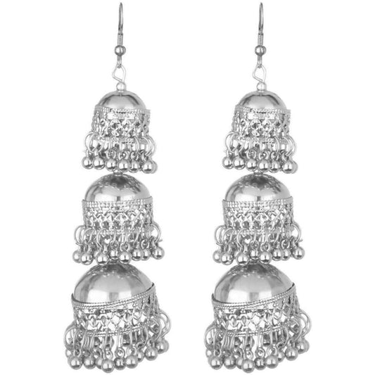 MS Fashion India Afghani Kashmiri Tribal Oxidized Dangle Long Earrings | Swadesiicart