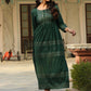 Juniper Women's Green Festive Embroiderd Flared Dress | Swadesiicart