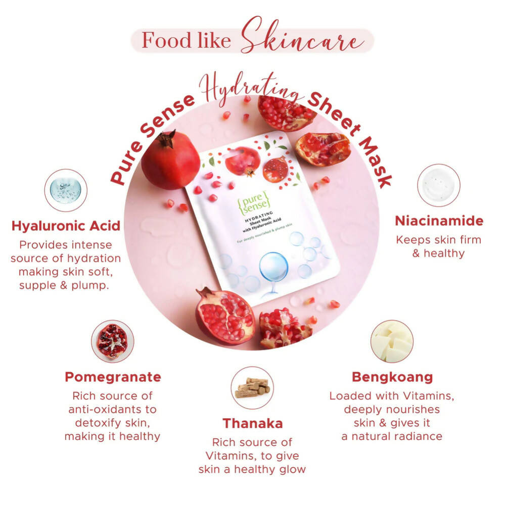 PureSense Hydrating Sheet Mask with Hyaluronic Acid - Swadesiicart