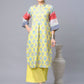 Ahalyaa Women's Yellow Pure Blend Digital Printed Kurta Palazzo Set | Swadesiicart