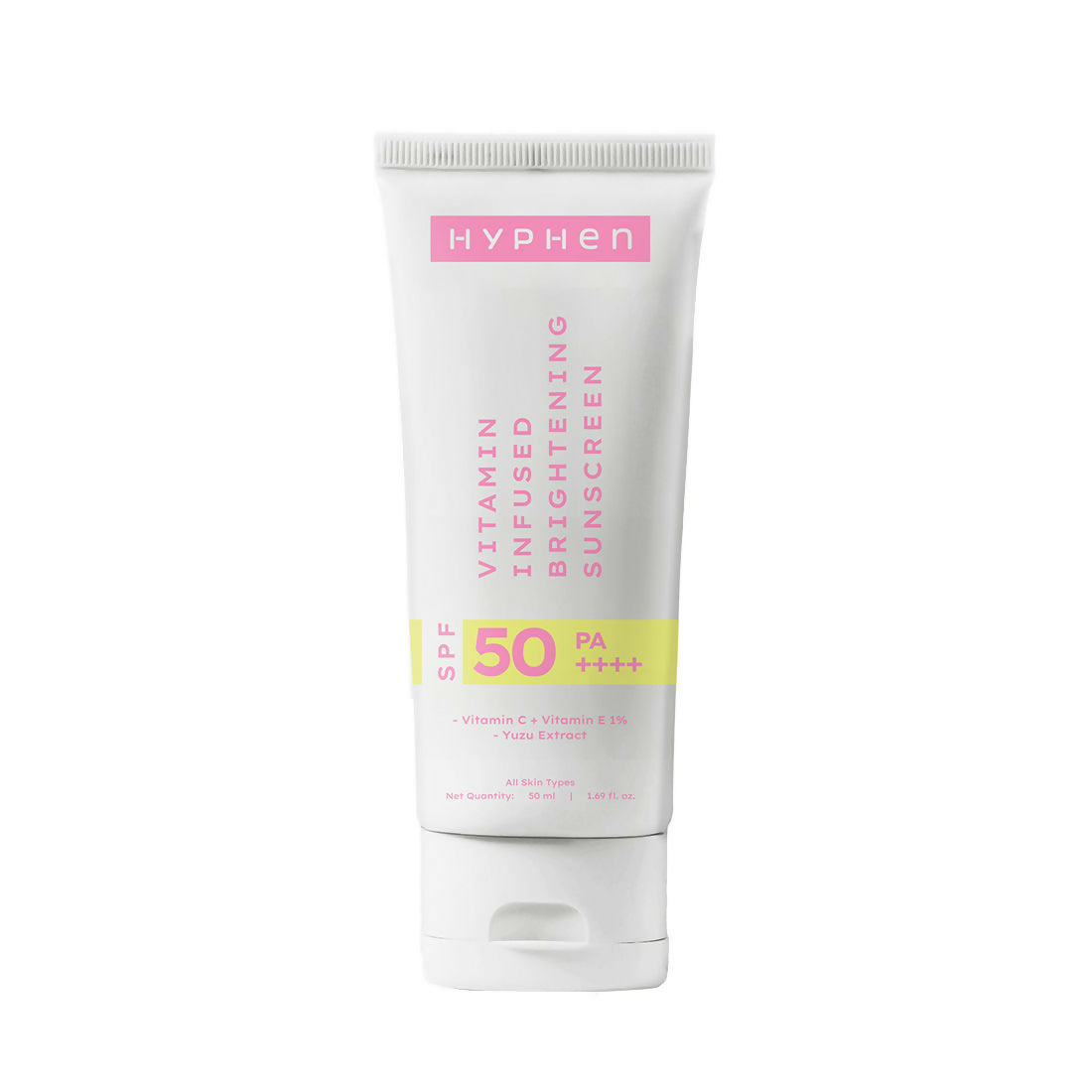 Hyphen By Kriti Sanon Vitamin Infused Brightening Sunscreen SPF 50 PA++++, Brightenens Skin, Reduces Dark spots & Pigmentation, No White Cast | Swadesiicart