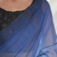 Blue Organza Solid Saree With Unstitched Blouse Piece - Shanaya