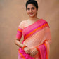 Exclusive Collection Light Orange Beautiful Khadi Cotton Handloom Saree - Swadesiicart