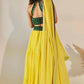 Jyoti Fashion Yellow Three Lair Frill Georgette Lehenga Choli with Dupatta | Swadesiicart