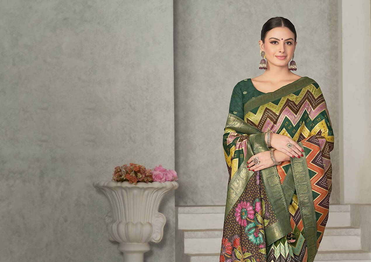 Green Rangkat Tussar Silk Woven Design Saree with Unstitched Blouse - Mohmanthan Eshani | Swadesiicart