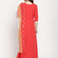 Ahalyaa Wome's Red Crepe Solid Kurta With Dupatta | Swadesiicart