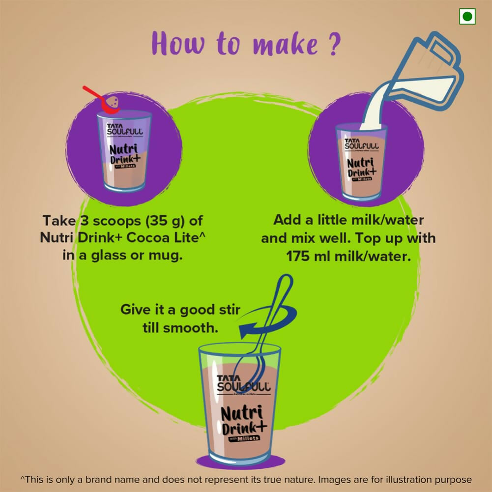 Tata Soulfull Nutri Drink+ With Millets - Cocoa Lite Flavor | Swadesiicart