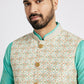 Ethnic India Light Blue Bundi Men's Jacket Abstract Polyester | Swadesiicart