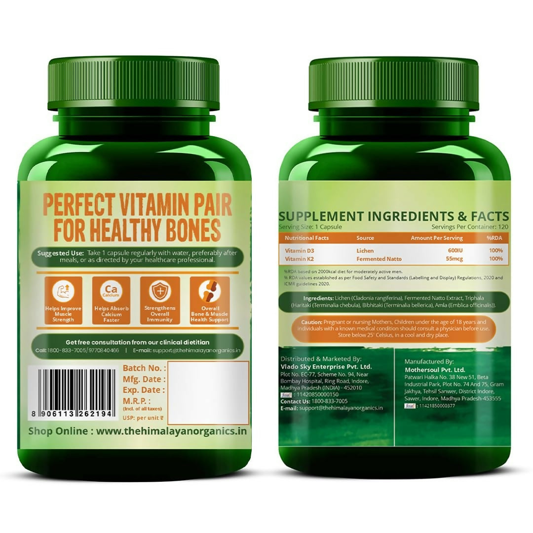 Himalayan Organics Vlado’s Plant Based 600iU Supplement Vitamin D3 + K2 | Swadesiicart