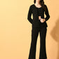 Myshka Women's Black Solid Coat With Trousers - Swadesiicart