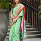 Beatitude Green Cotton Temple Border Handloom Saree