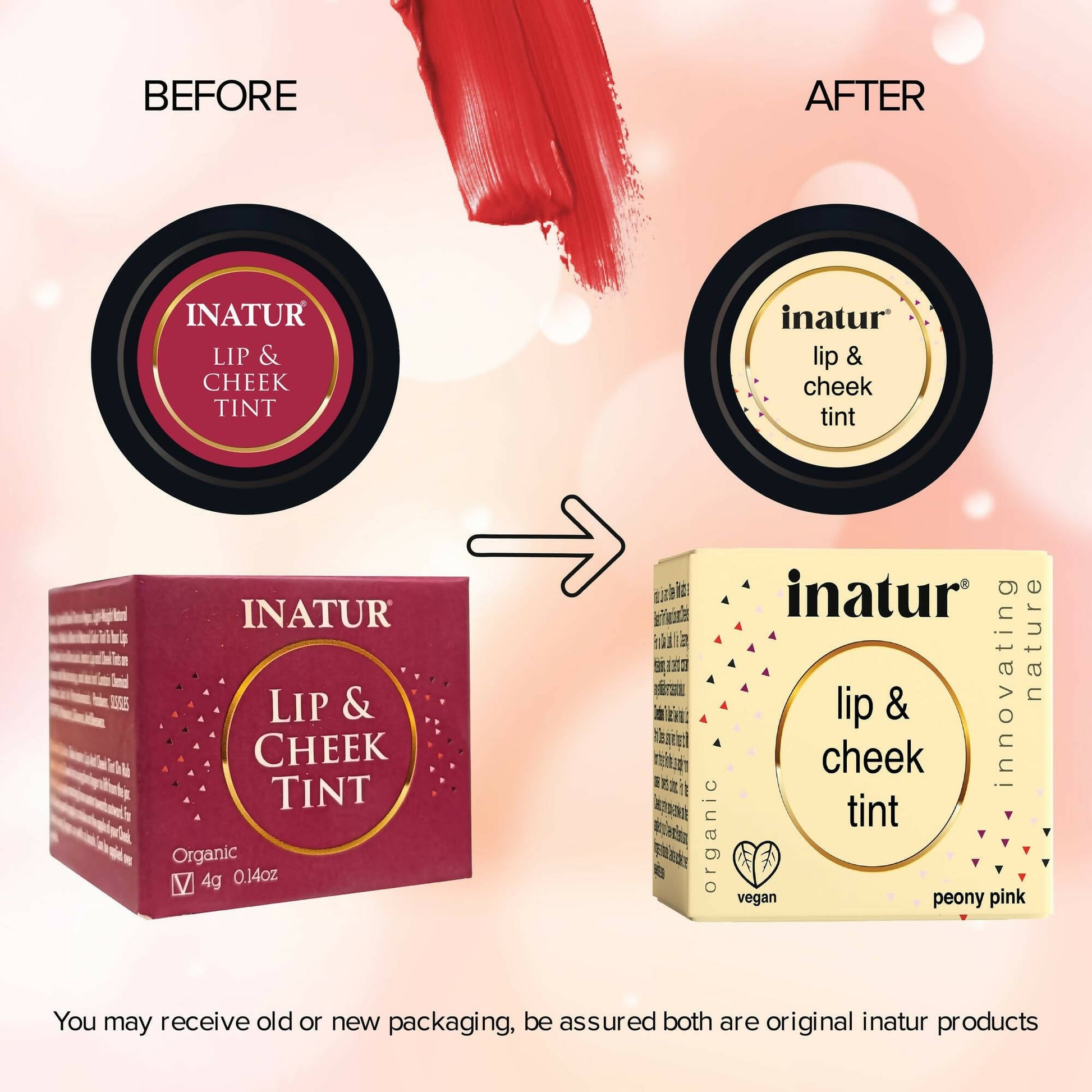 Inatur Lip and Cheek Tint Peony Pink - Swadesiicart