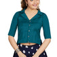 Aastha Fashion Women's Women's Teal Art Silk Button Readymade Blouse