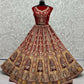 Jyoti Fashion Women's Red Velvet Fancy Dori, Zari with Multi Thread Embroidered Wedding Lehenga Choli | Swadesiicart