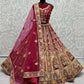 Jyoti Fashion Women's Rani Pink Velvet Fancy Dori, Zari with Multi Thread Embroidered Wedding Lehenga Choli | Swadesiicart