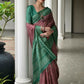 Vishnu Weaves Women's Green Soft Tussar Silk Printed Saree with Blouse - Swadesiicart