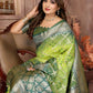 Anaita Light Green kochi Silk With Beautiful Checks Weaving Saree With Blouse