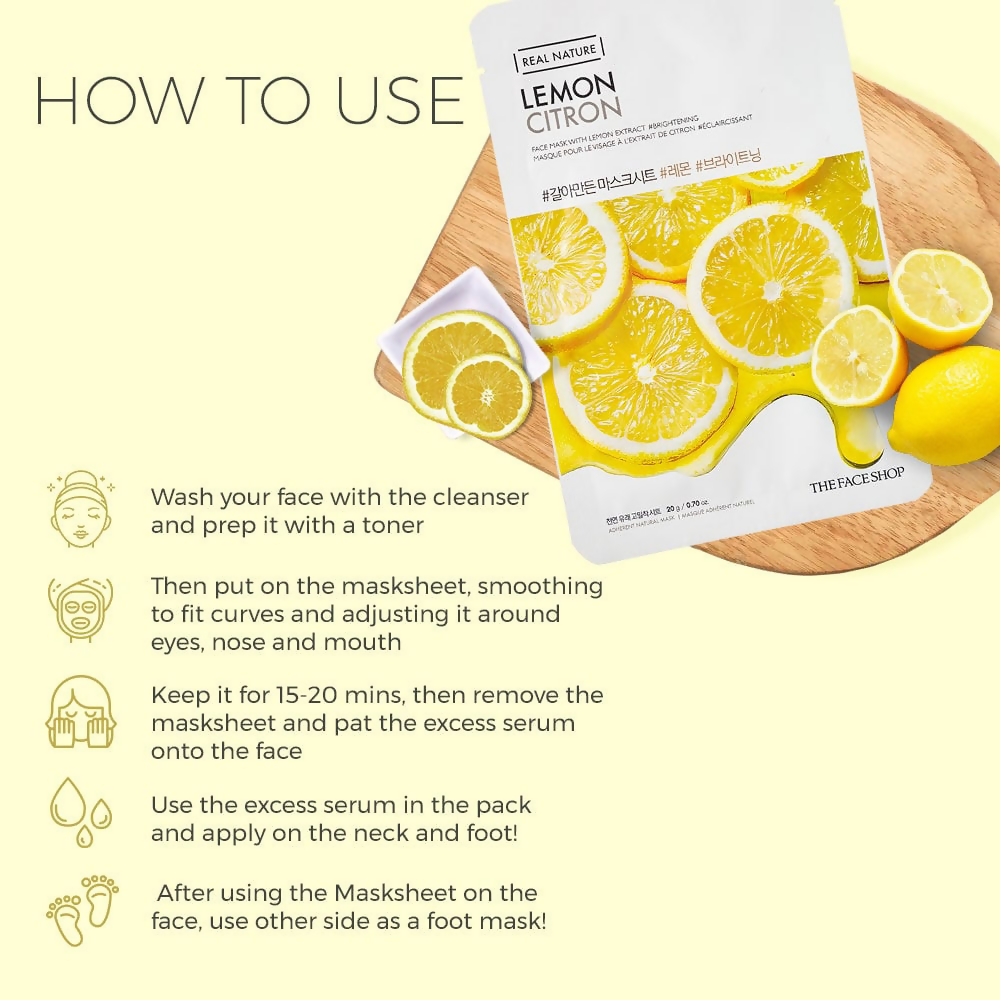 The Face Shop Real Nature Lemon Face Mask - Korean Skincare - Swadesiicart