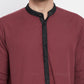Even Apparels Maroon Pure Cotton Men's Kurta With Contrast Collar And Placket | Swadesiicart