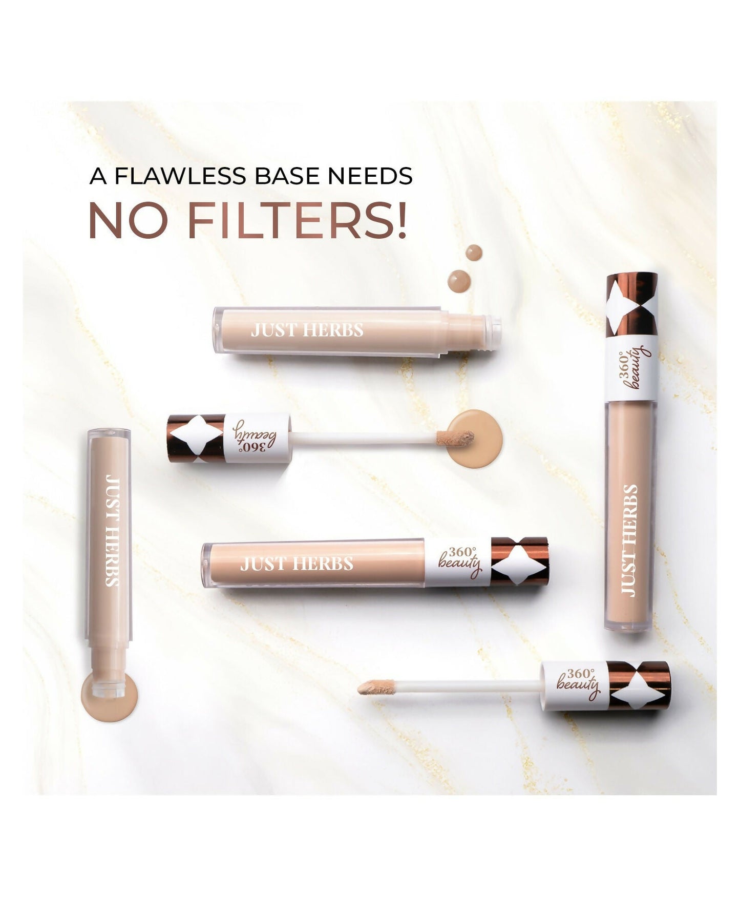 Just Herbs Full Cover Filter Finish Concealer with Kumkumadi & Rice Starch - 06 Beige - Swadesiicart