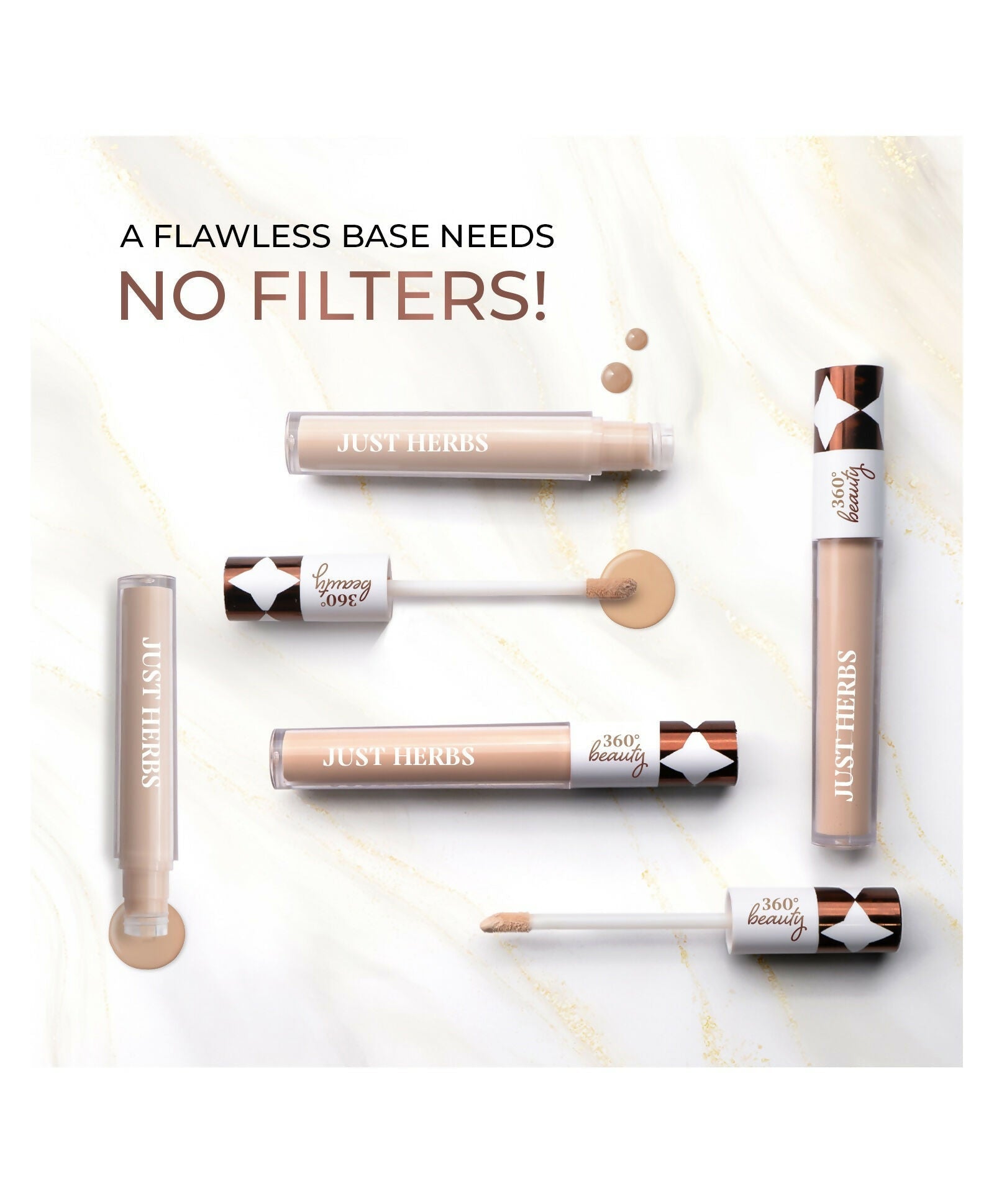 Just Herbs Full Cover Filter Finish Concealer with Kumkumadi & Rice Starch - 06 Beige - Swadesiicart
