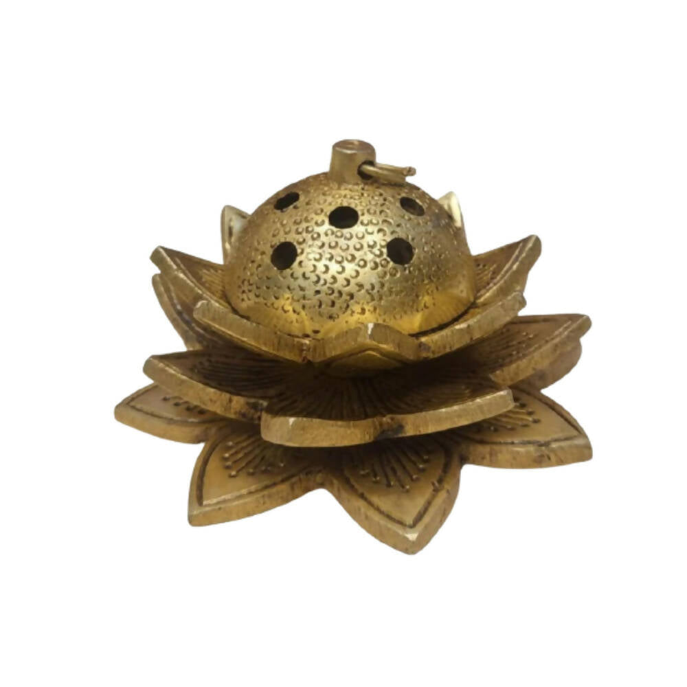 Tamas Brass Handcrafted Lotus Dhoop Stand with Antique Finish | Swadesiicart