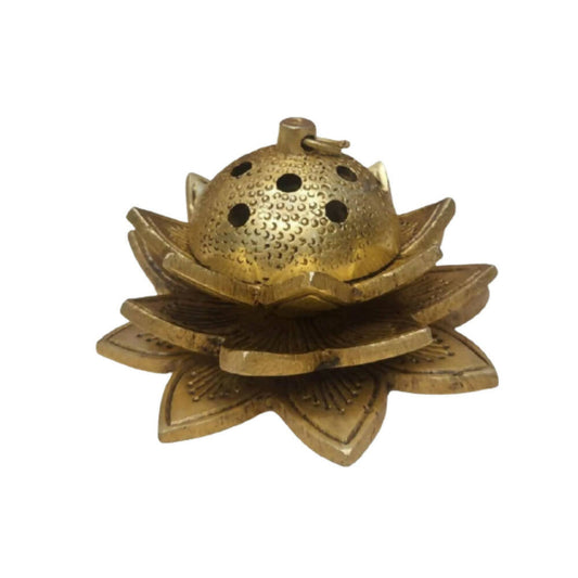 Tamas Brass Handcrafted Lotus Dhoop Stand with Antique Finish | Swadesiicart
