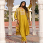 Jyoti Fashion Women's Yellow Cotton Silk Hand Work with Floral Printed Kurta Set | Swadesiicart