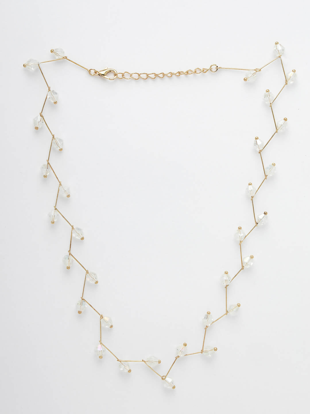 NVR Women's Gold-Polished Chain Transparent Beads Necklace | Swadesiicart