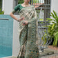 Vishnu Weaves Women's Green Banarasi Silk Patola Zari Woven Saree with Blouse - Swadesiicart