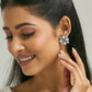 Nuyug 22K Gold-Plated Crystal & Zircon Stone Studded Floral Studs | Swadesiicart