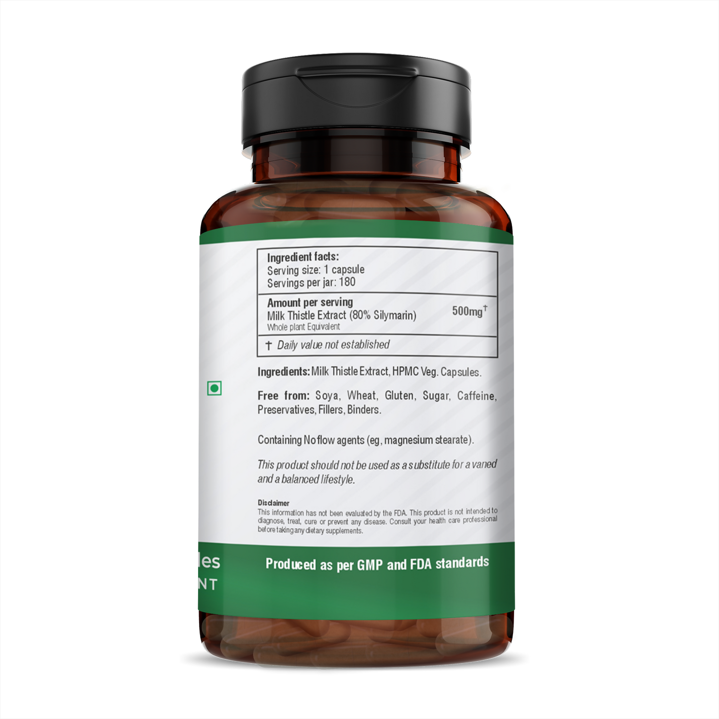 H&C Herbal Milk Thistle Veg Capsules - Swadesiicart