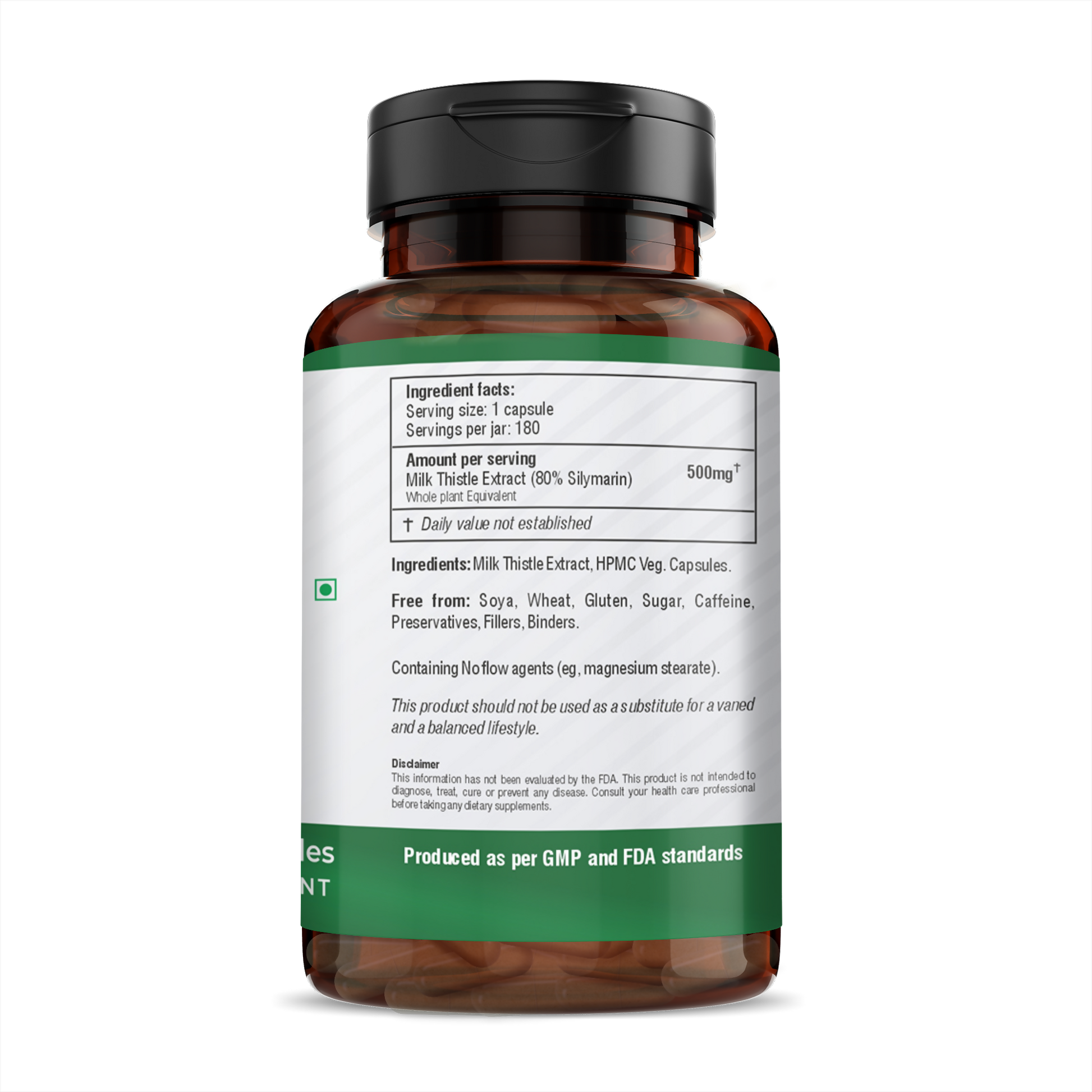 H&C Herbal Milk Thistle Veg Capsules - Swadesiicart