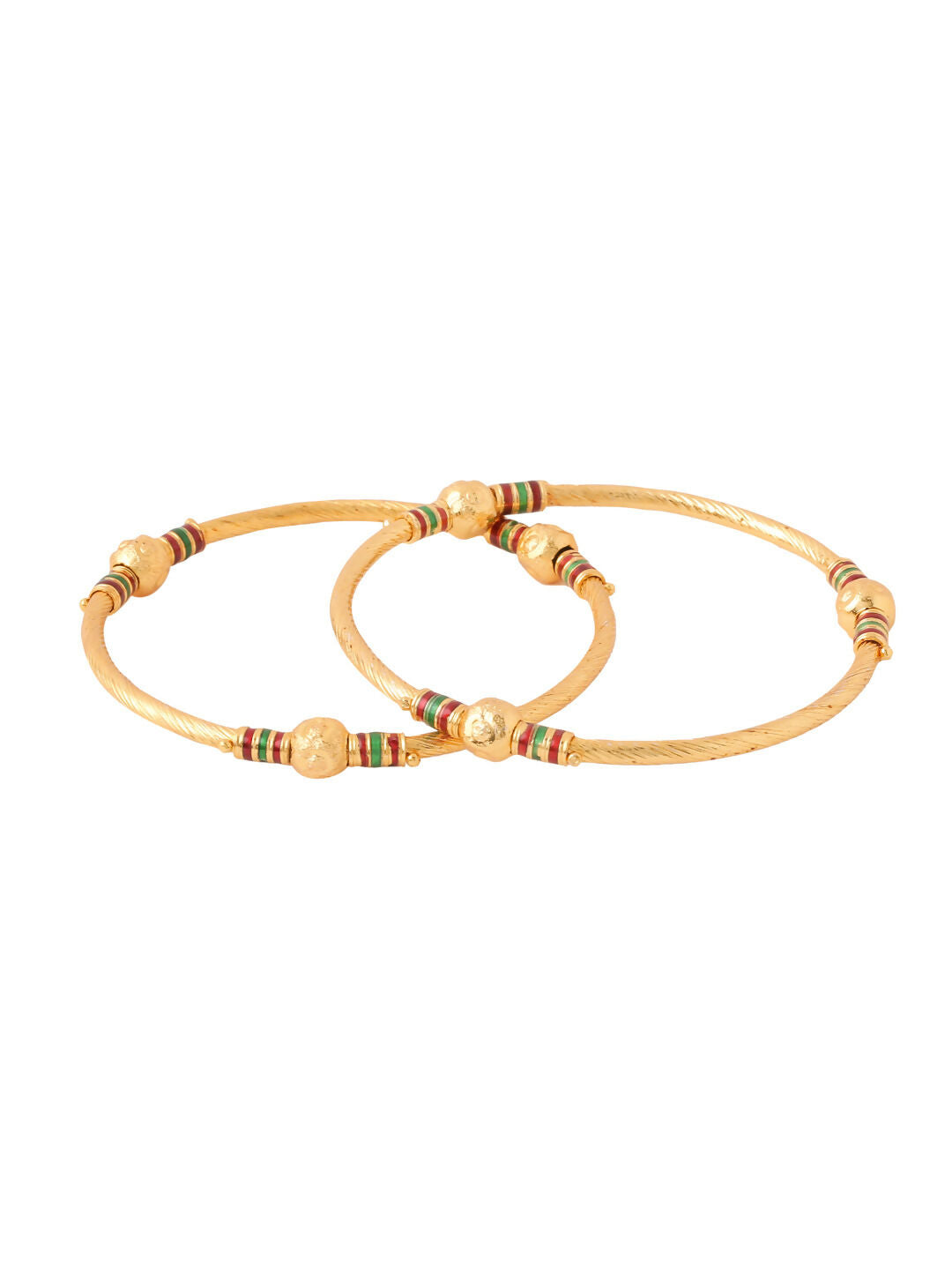 NVR Women Set of 2 Gold-Polished Traditional Bangles - Swadesiicart