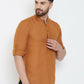 Even Apparels Brown Linen Men's Kurta With Band Collar | Swadesiicart