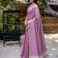 Vishnu Weaves Women's Purple Pure Cotton Zari Woven Saree with Blouse - Swadesiicart