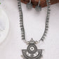 NVR Women's Silver-Toned German Silver Oxidised Necklace with Jhumka Earrings - NR Retail-NVR