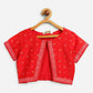 Ahalyaa Pink Crepe Floral Printed Kids Kurta with Jacket For Girls | Swadesiicart
