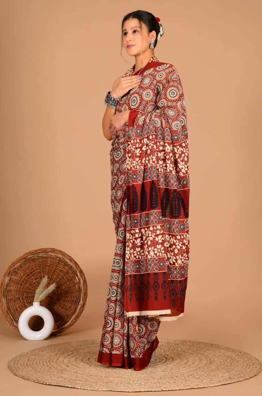 Exclusive Collection Pink Beautiful Mulmul Cotton Saree - Swadesiicart