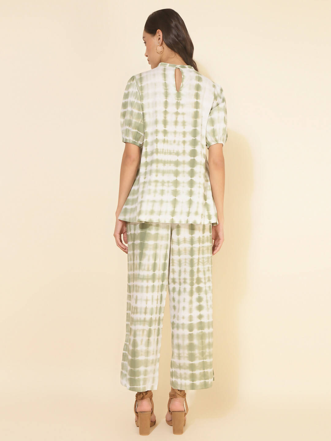Janasya Women's Off White Cotton Tie & Dye Casual A-line Co-ords - Swadesiicart
