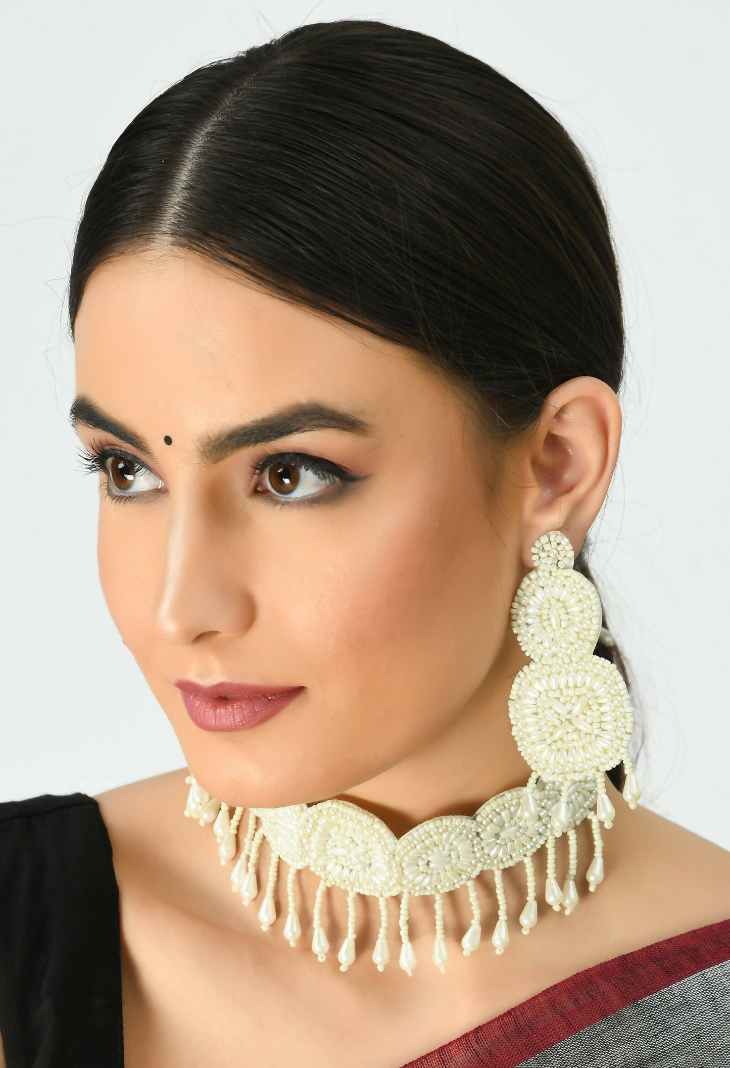 Mominos Fashion Johar Kamal Handicraft Pearls Necklace with Earrings For Women - Swadesiicart