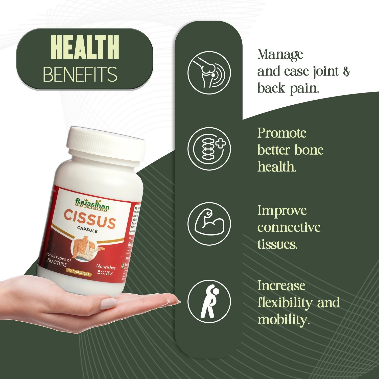 Rajasthan Herbals Cissus Capsules | Swadesiicart