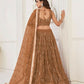 Aastha Fashion Brown Butterfly Net Tone To Tone Thread Work, Sequence Work And Original Mirror Work Embroidery Wedding Wear Lehenga Choli