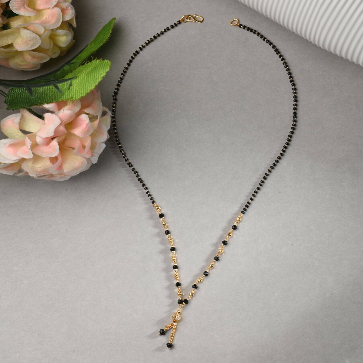 AanyaCentric Gold-Polished Mangalsutra & Ring Set - Swadesiicart