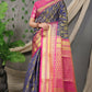 Jyoti Fashion Women's Navy Blue Kanjivaram Silk Zari Woven Saree with Blouse | Swadesiicart