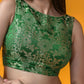 Amodini Designer Studio Women's Banarsi Brocade Sleeveless Green Blouse