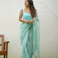 Vamsee Vijaysitara Sky Organza Saree - Swadesiicart